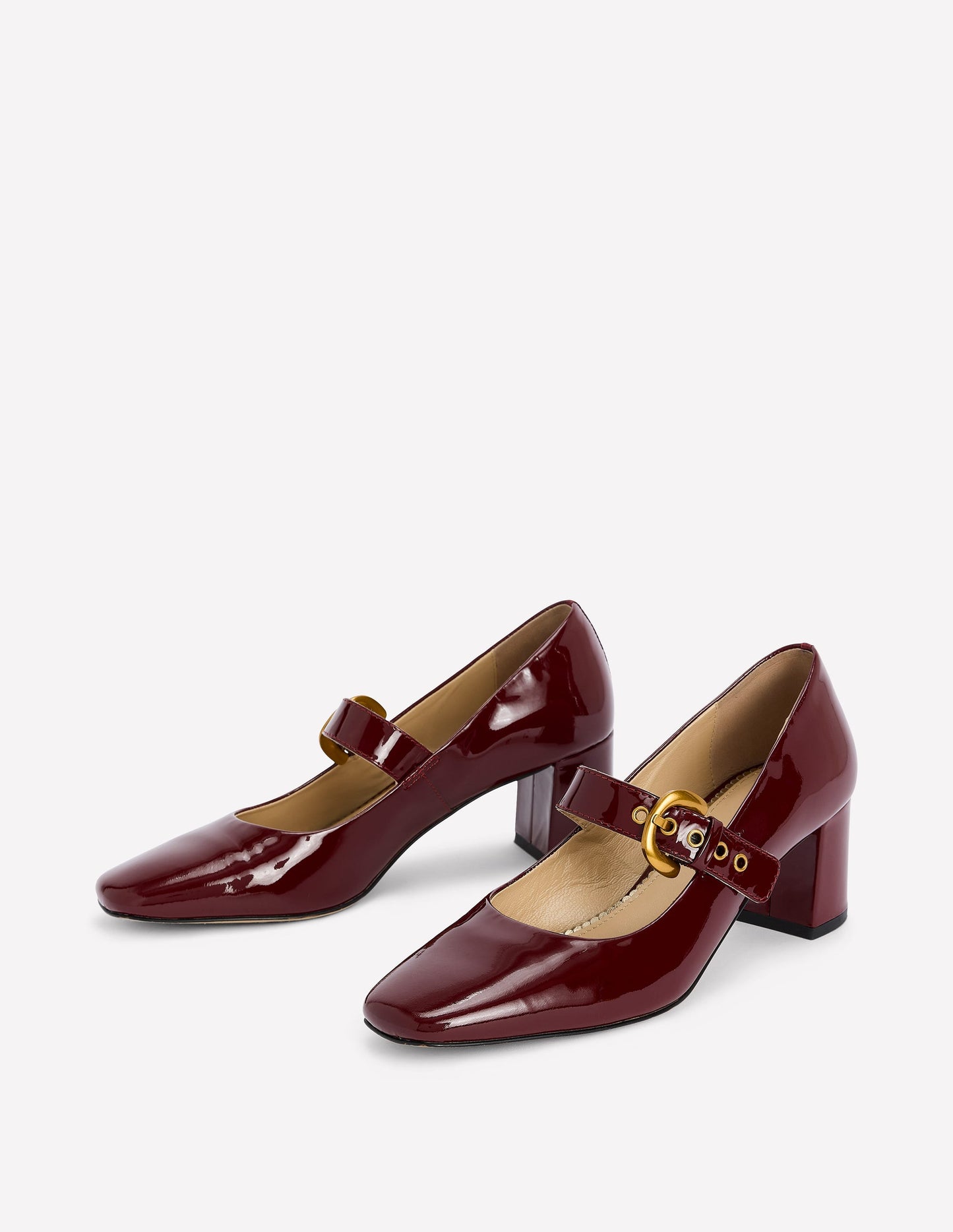 Heeled Buckle Mary Janes-Oxblood