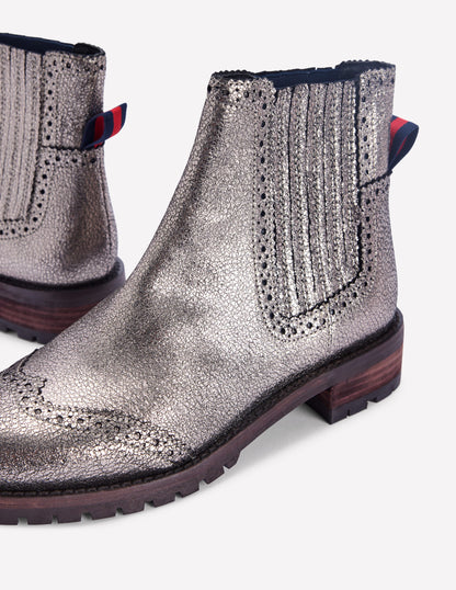 Brogue Detail Chelsea Boots-Silver-4