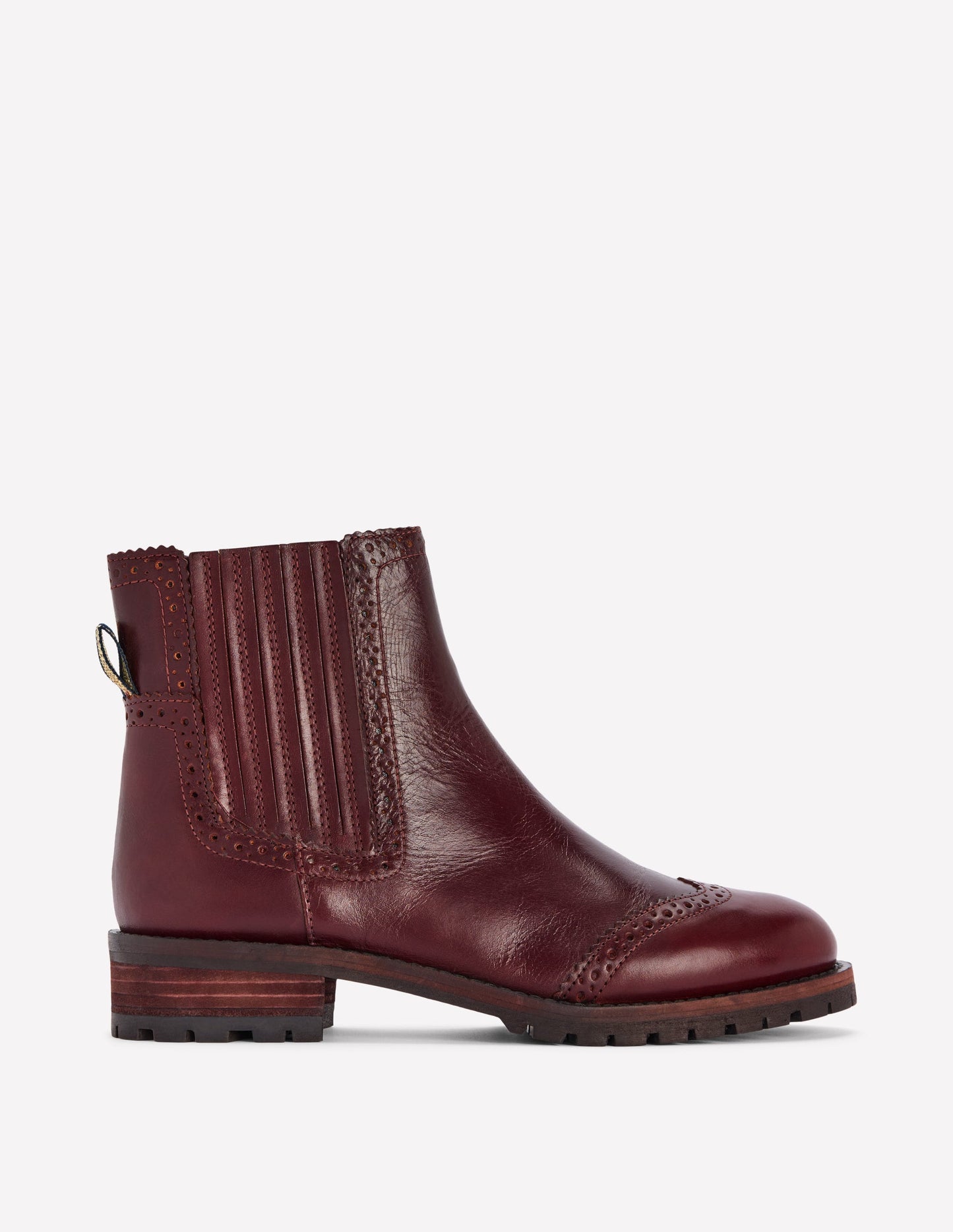 Brogue Detail Chelsea Boots-Oxblood