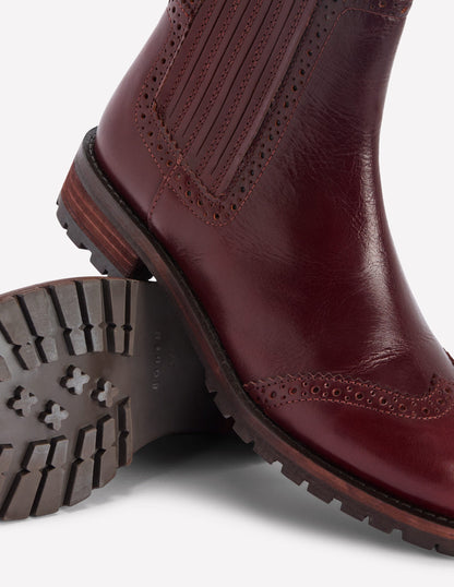 Brogue Detail Chelsea Boots-Oxblood-5