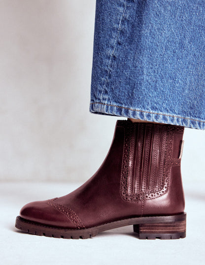 Brogue Detail Chelsea Boots-Oxblood-2