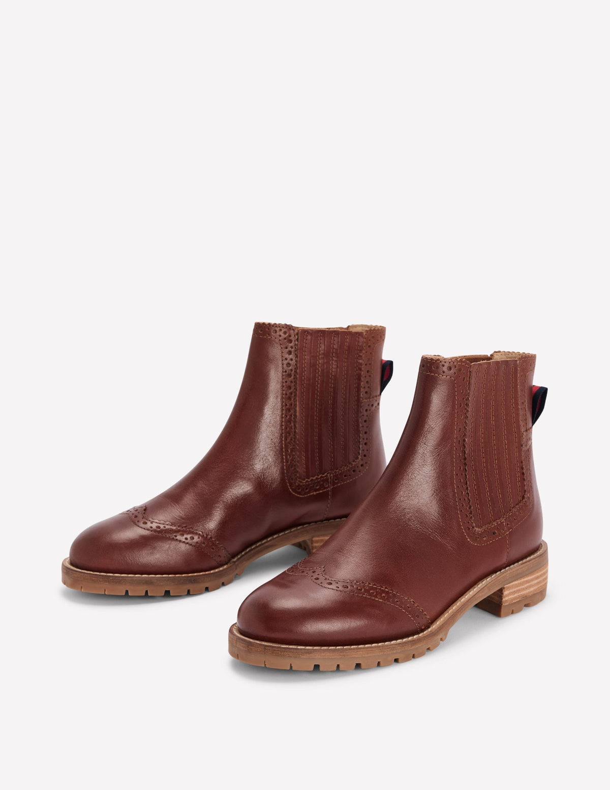 Brogue Detail Chelsea Boots-Tan - Image 4