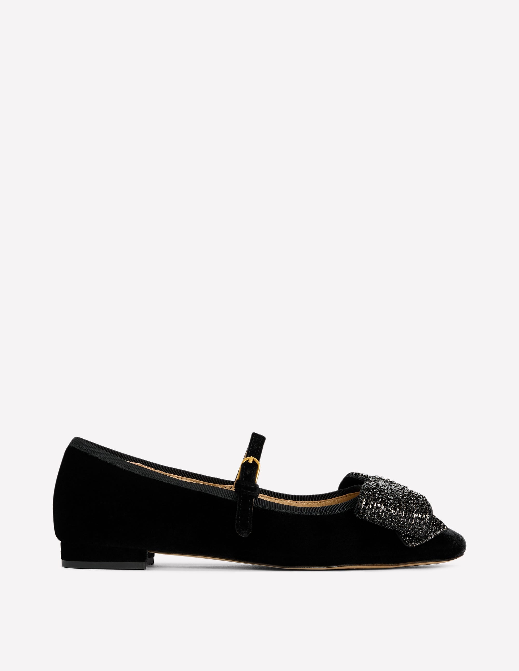 Embellished Bow Mary Jane Flat-Black - Image 1