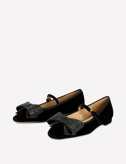 Embellished Bow Mary Jane Flat-Black-4