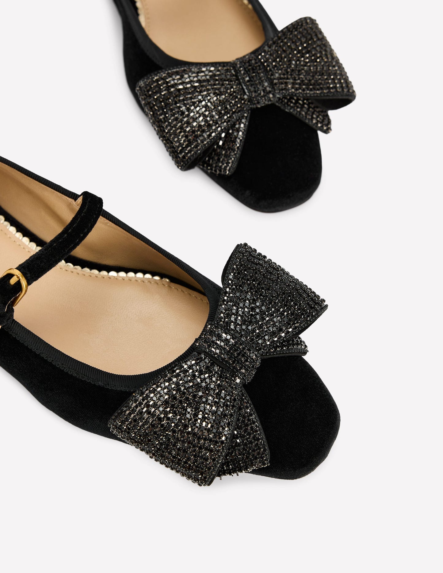 Embellished Bow Mary Jane Flat-Black