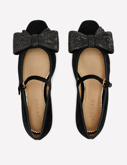 Embellished Bow Mary Jane Flat-Black-6