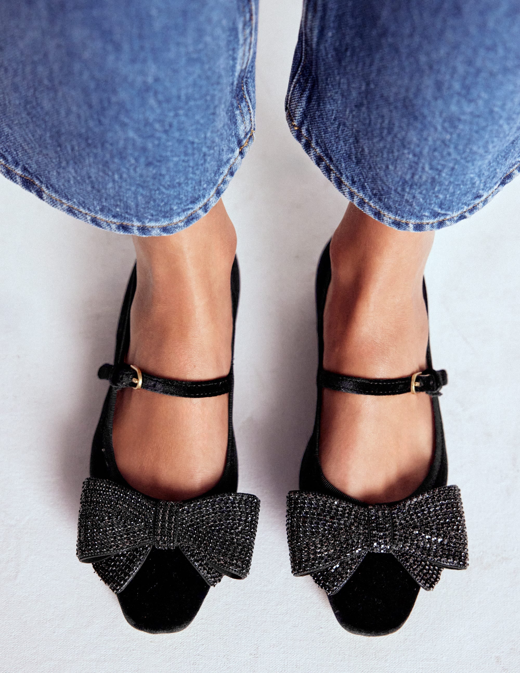 Embellished Bow Mary Jane Flat-Black - Image 2