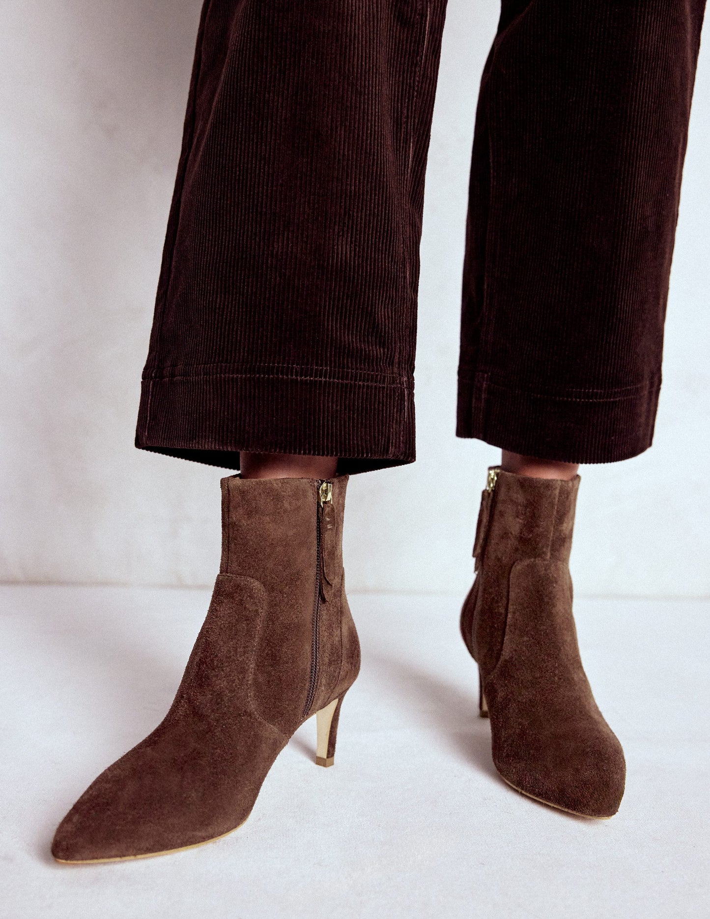 Mid Heel Ankle Boots-Bitter Chocolate