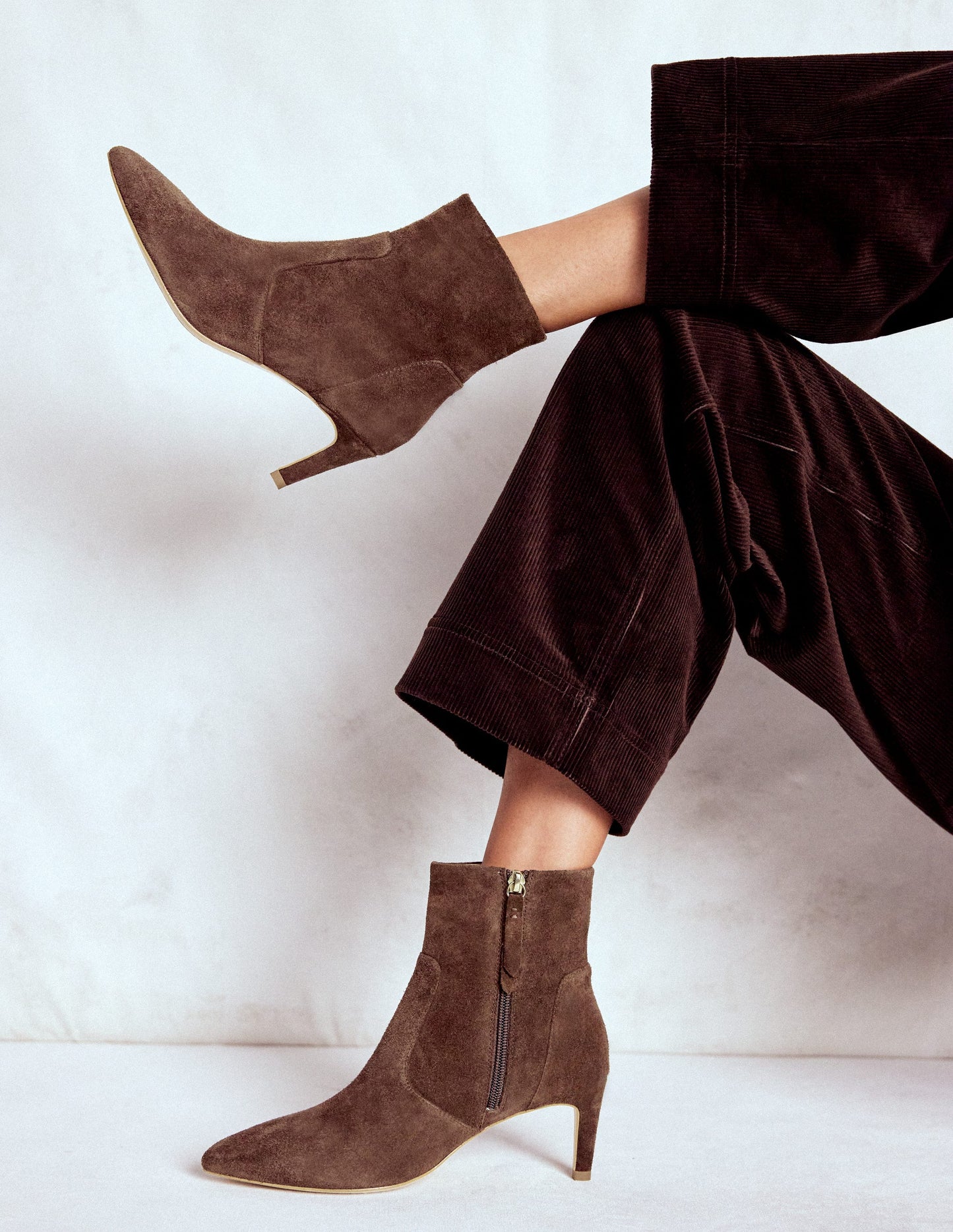 Mid Heel Ankle Boots-Bitter Chocolate