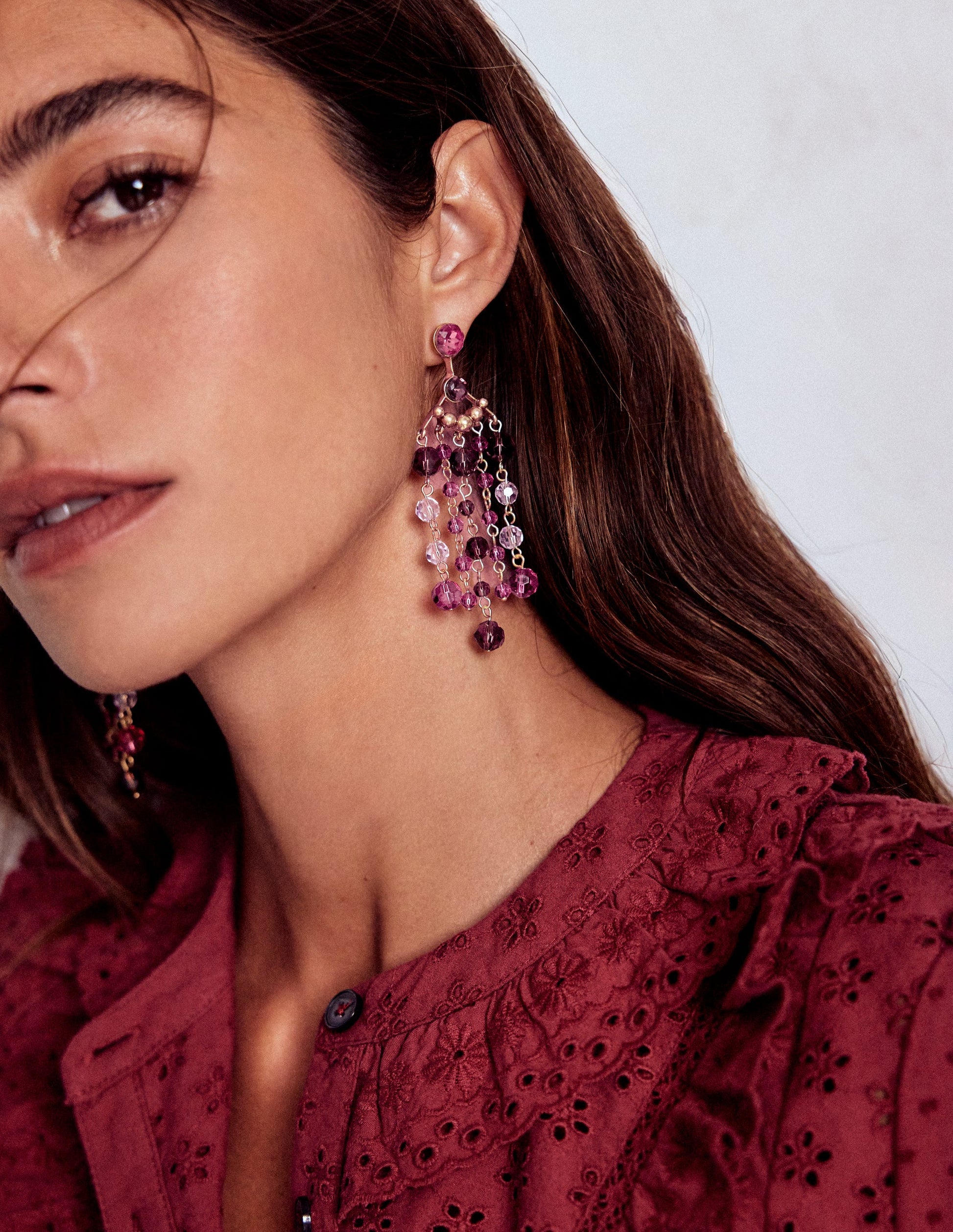 Waterfall Drop Earrings-Purple-2