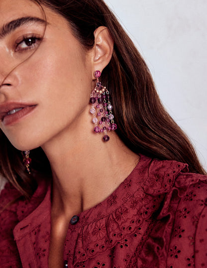 Waterfall Drop Earrings-Purple-2