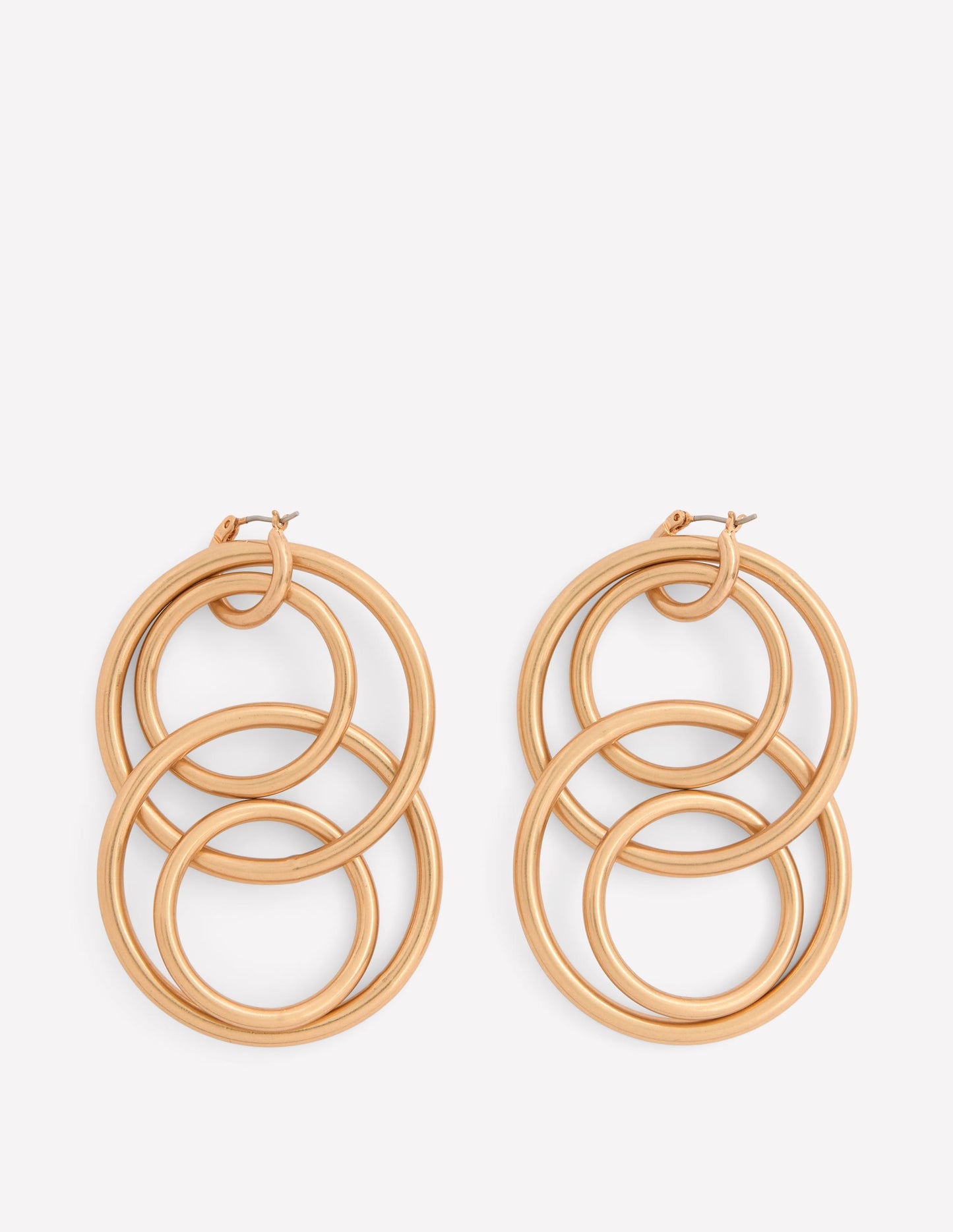 Multi Ring Drop Earrings-Gold Colour