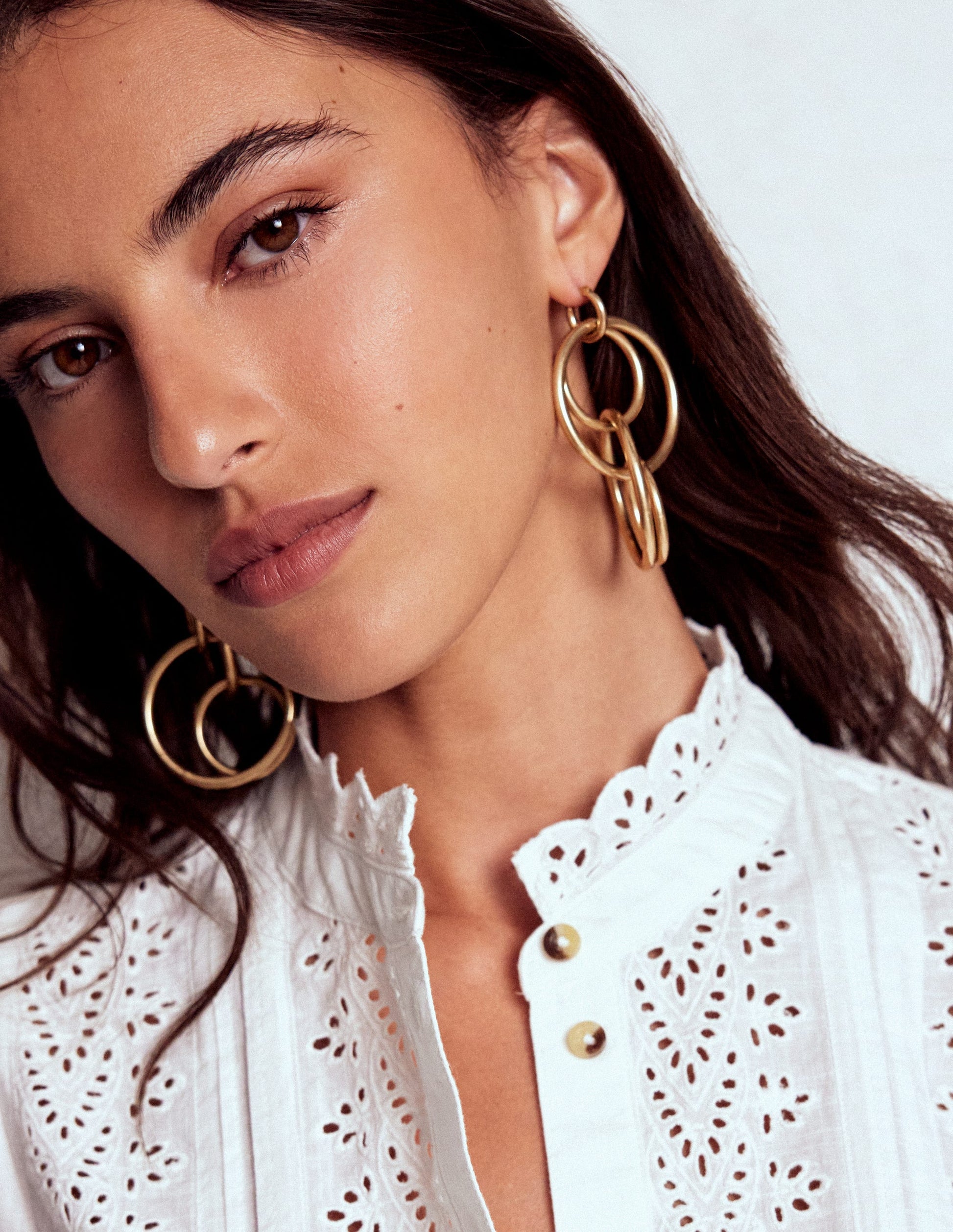 Multi Ring Drop Earrings-Gold Colour-2