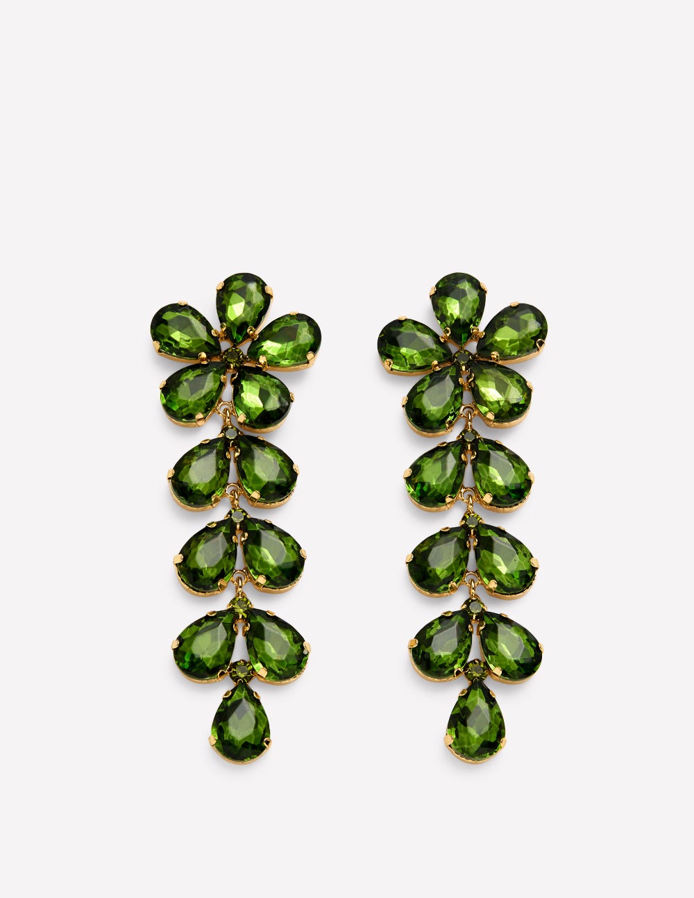 Statement Jewel Drop Earrings-Green - Image 1