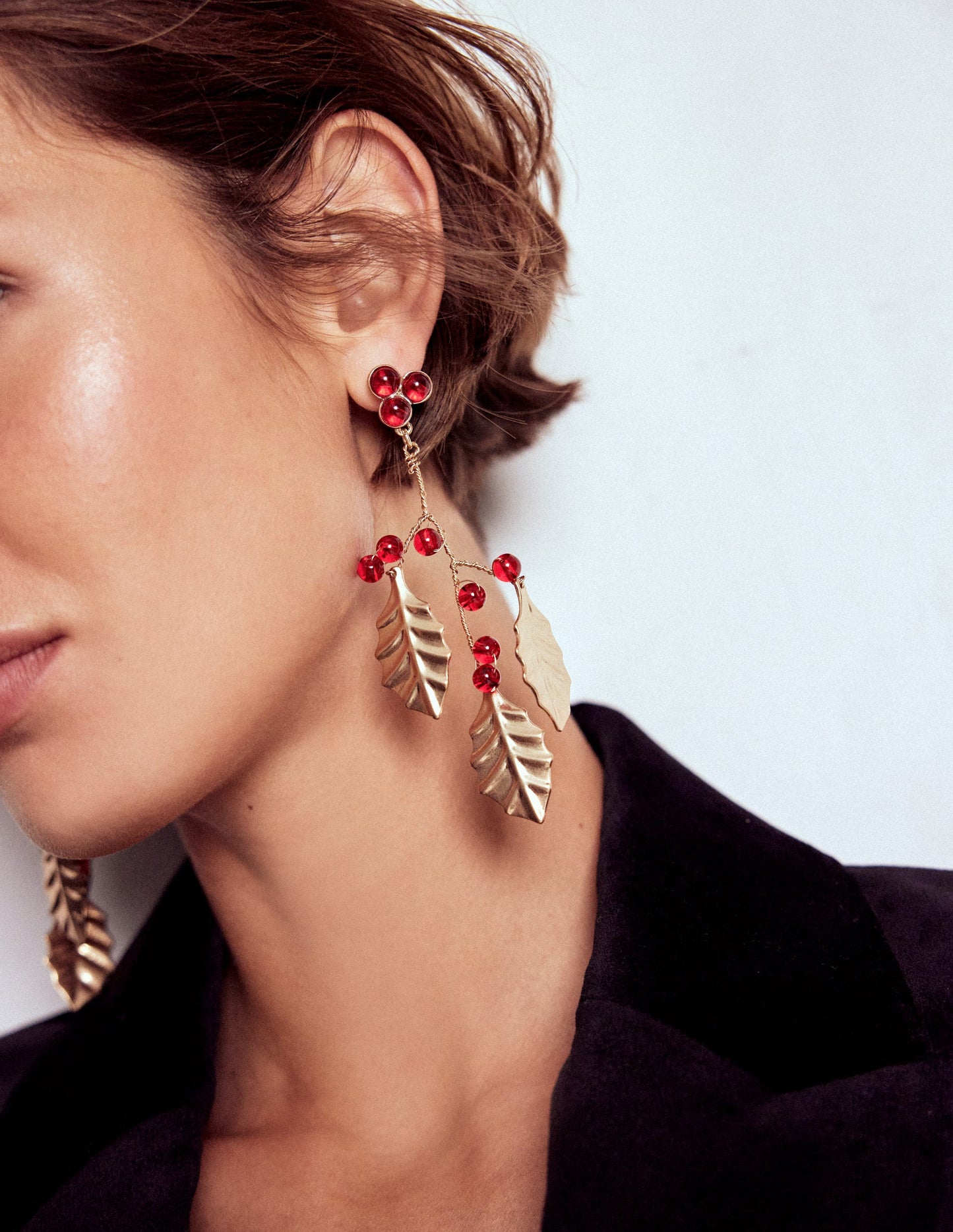 Festive Metal Earrings-Red