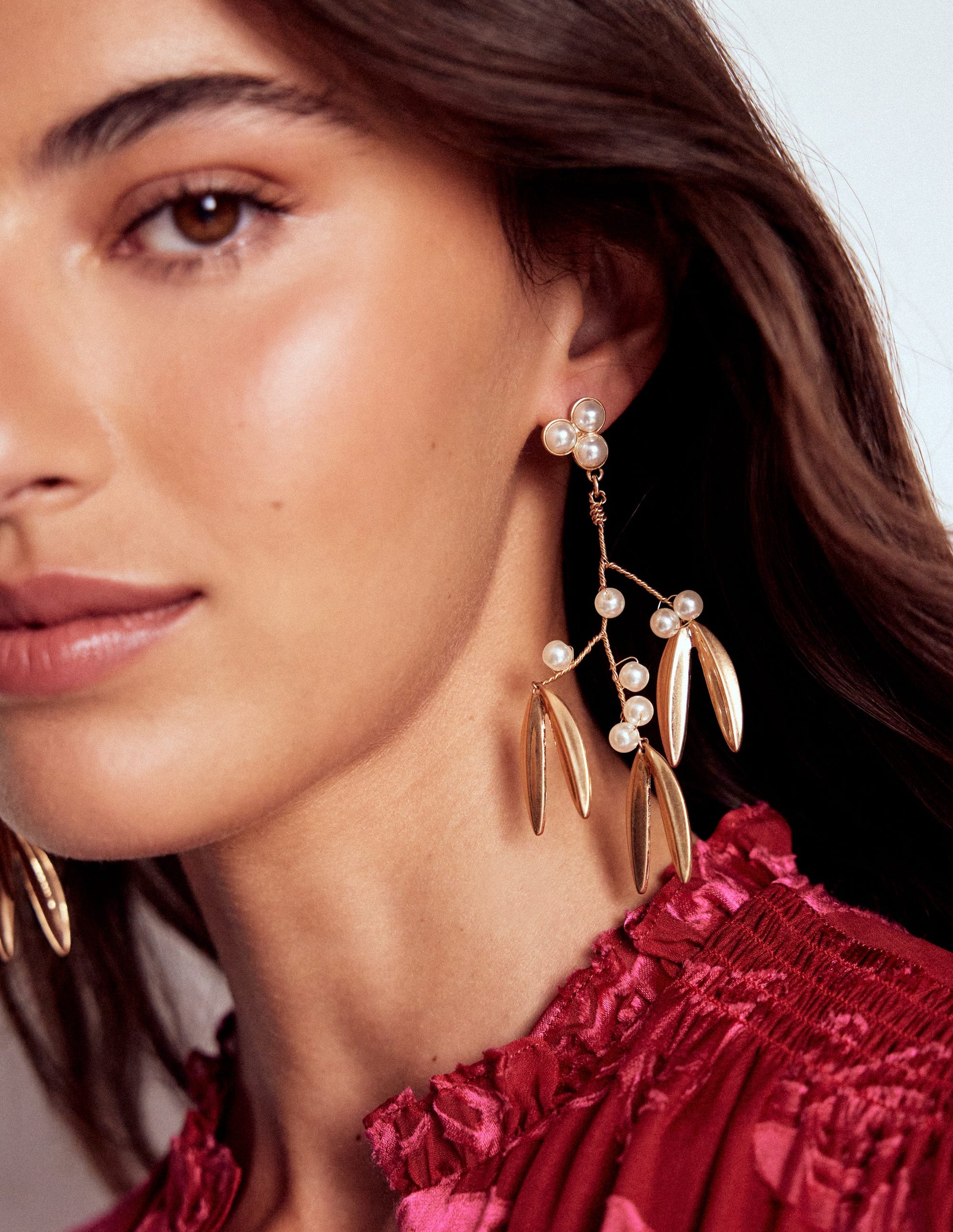 Festive Metal Earrings-Pearl-2