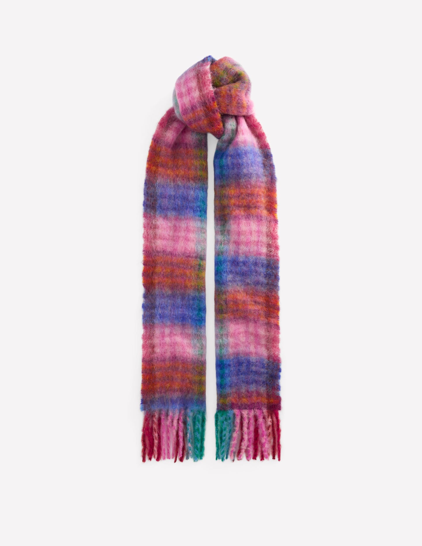 Mohair Woven Scarf-Multi Check