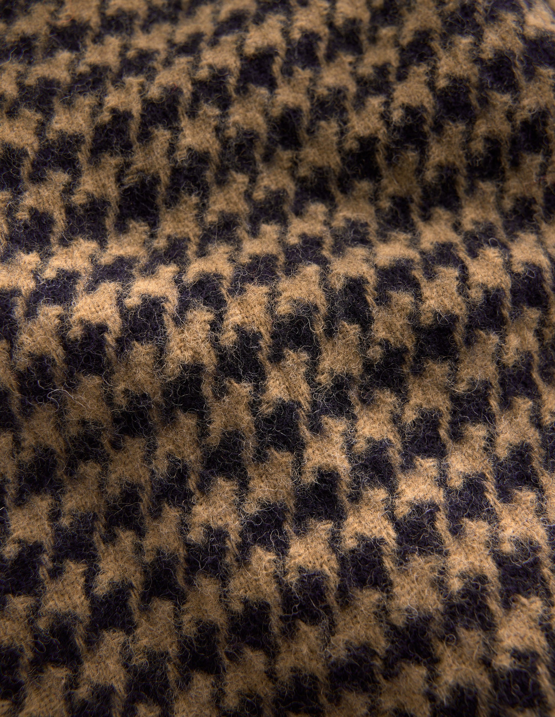 Houndstooth Blanket Scarf-Natural/Navy-3