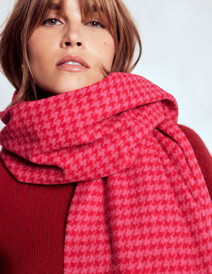 Houndstooth Blanket Scarf-Pink/Red-2
