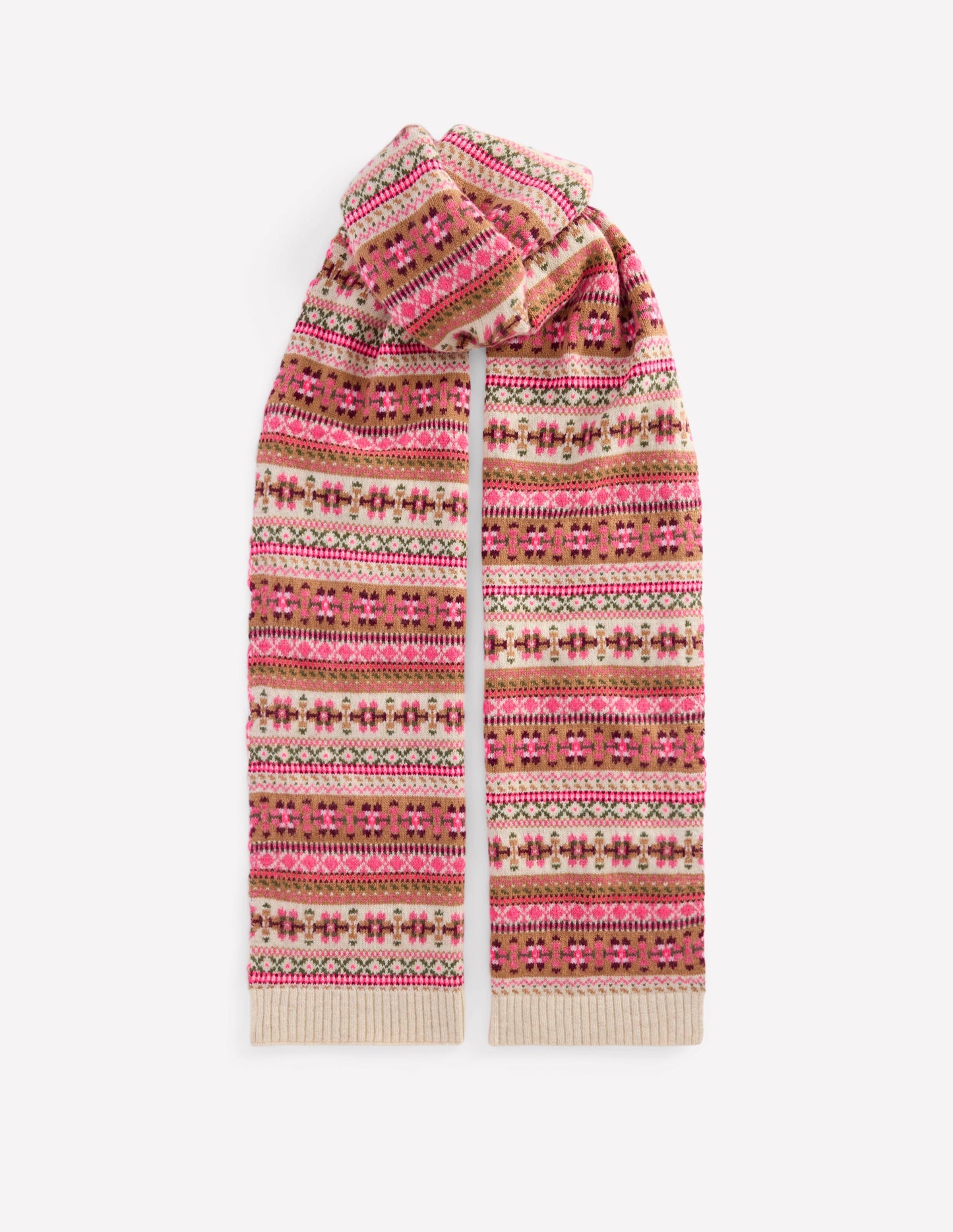 Fair Isle Scarf-Pink