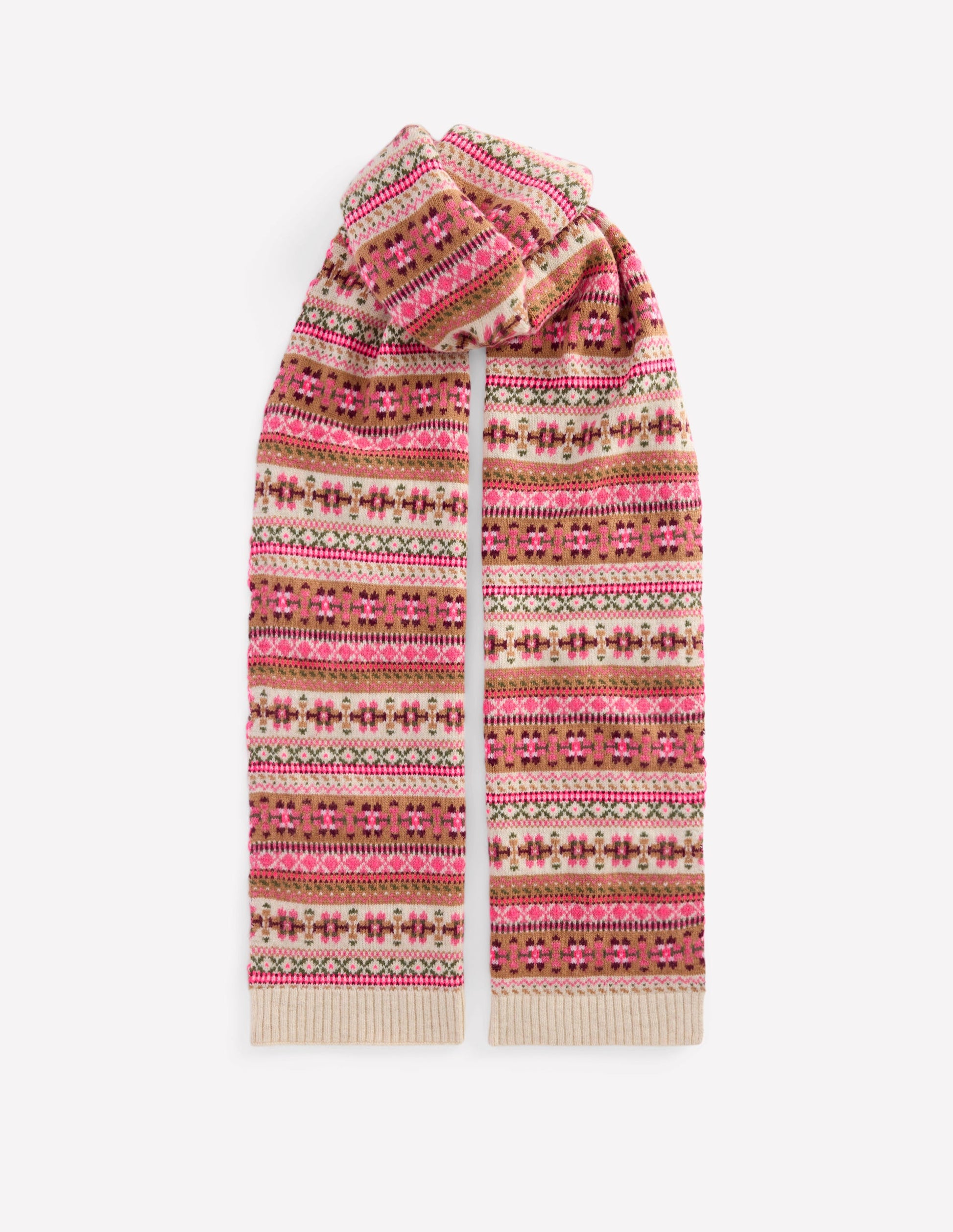 Fair Isle Scarf-Pink-1