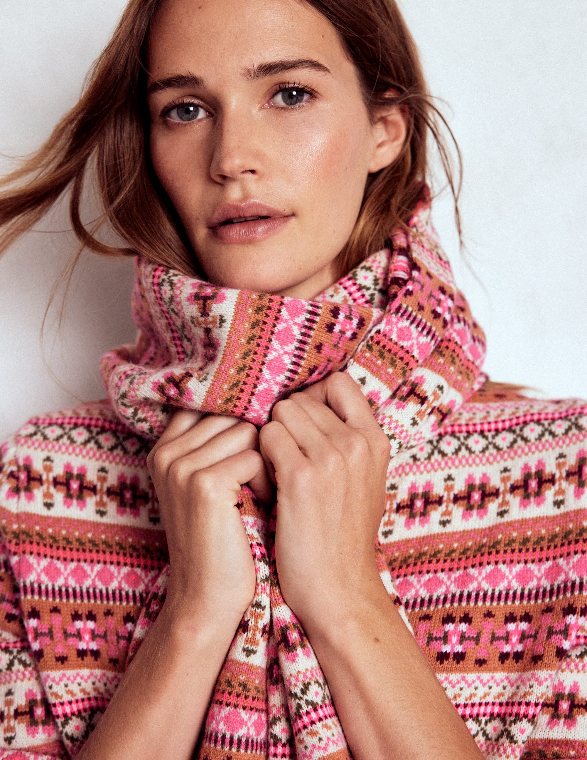 Fair Isle Scarf-Pink - Image 2