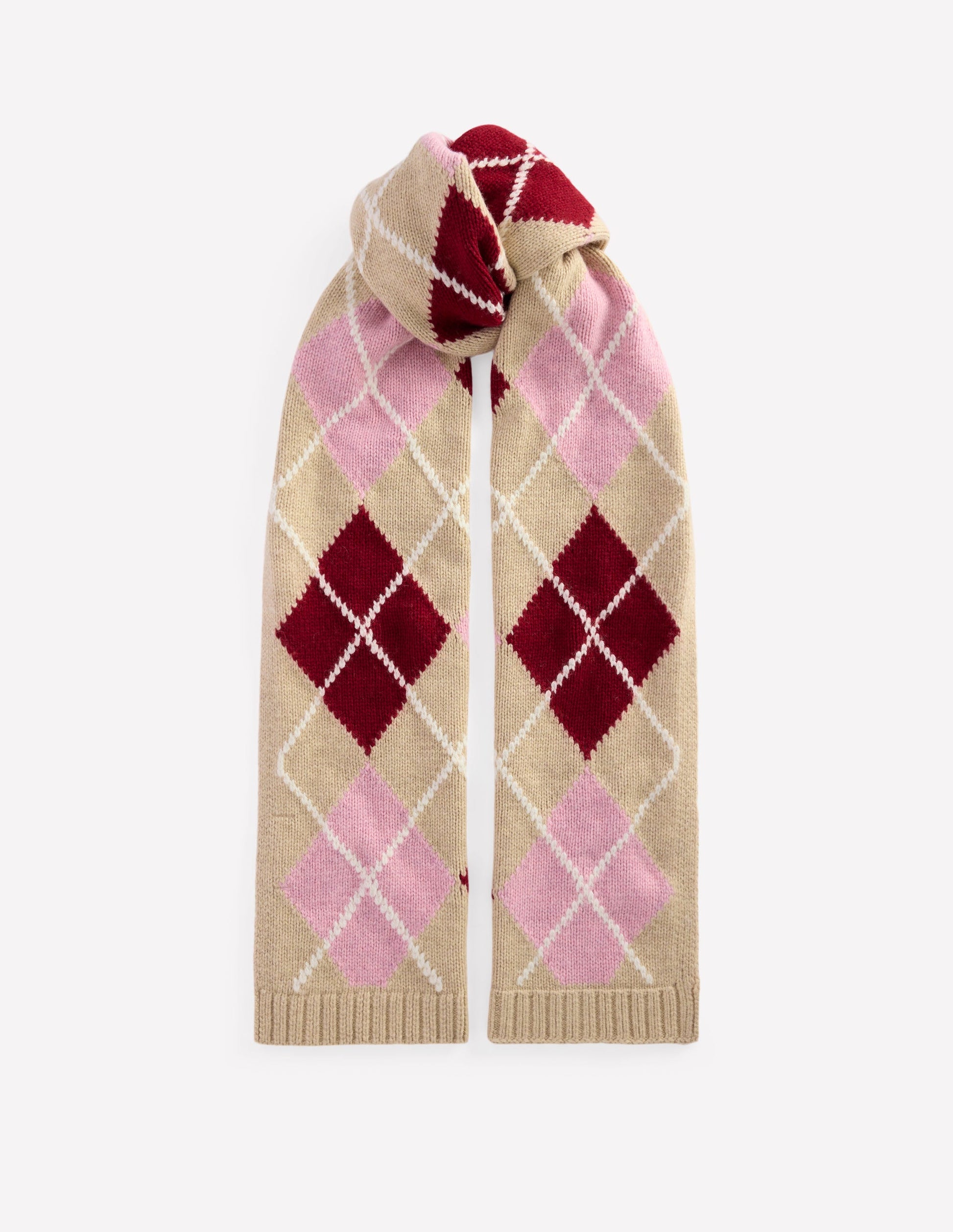Argyle Scarf-Burgundy-1