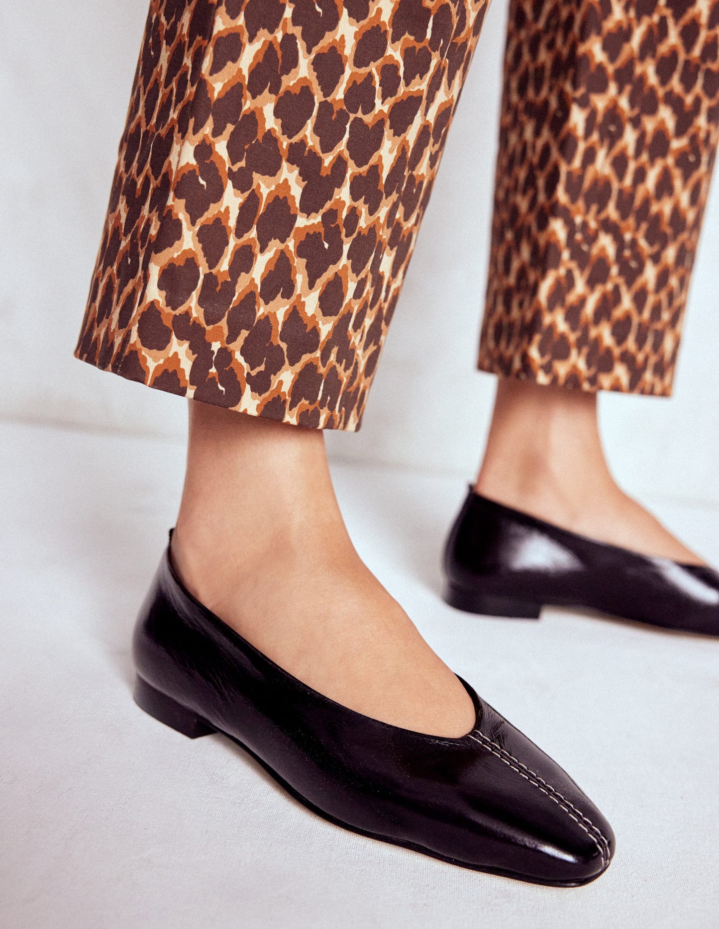 High Cut Stitch Detail Flats-Deep Oxblood