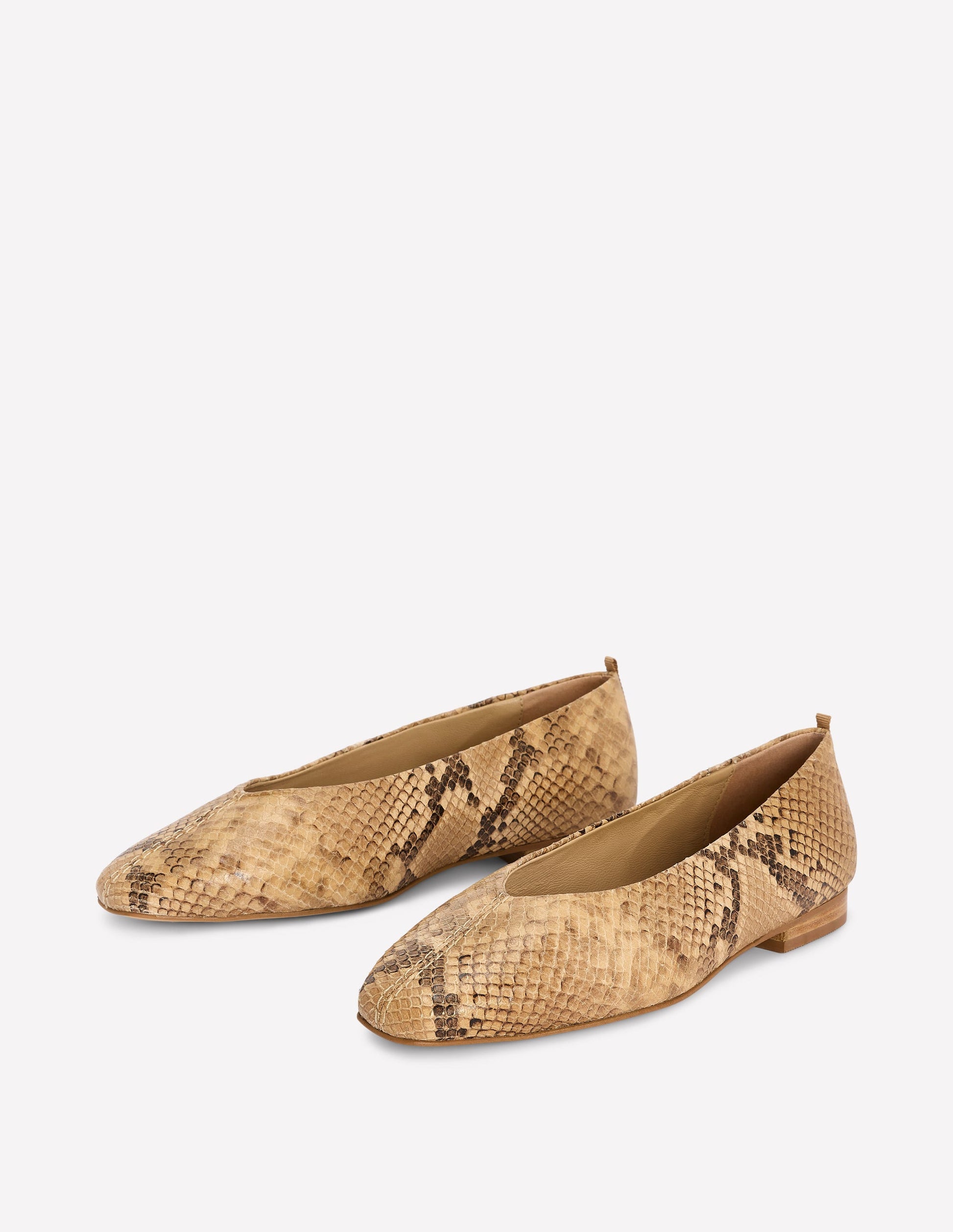 High Cut Stitch Detail Flats-Neutral-3