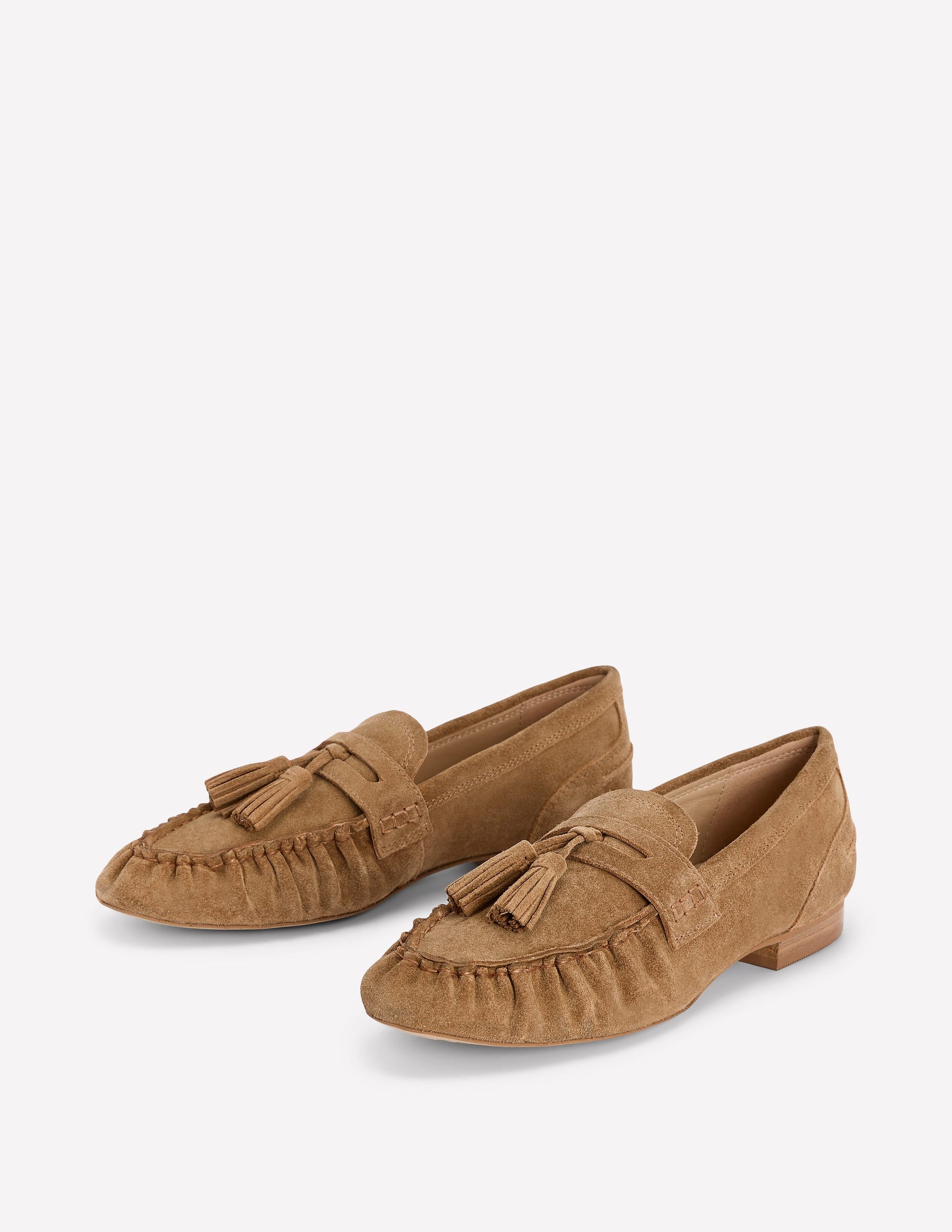 Soft Ruched Loafers-Caramel-4