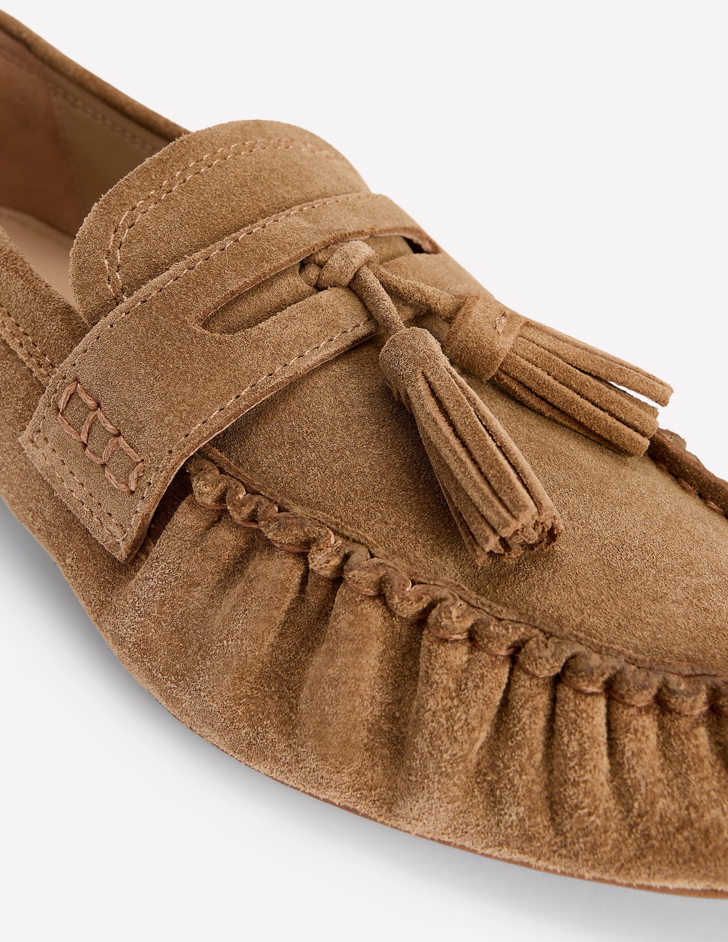 Soft Ruched Loafers-Caramel