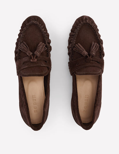 Soft Ruched Loafers-Chocolate-7