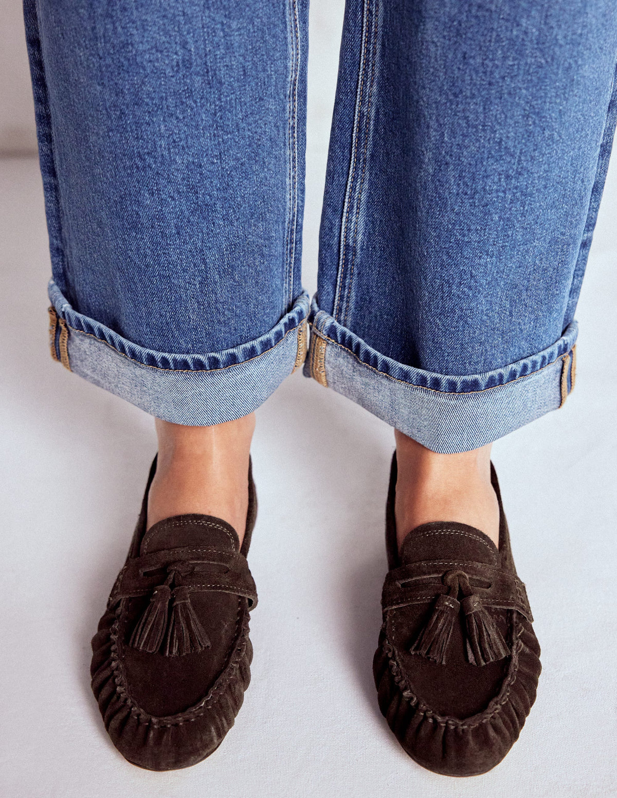 Soft Ruched Loafers-Chocolate - Image 4