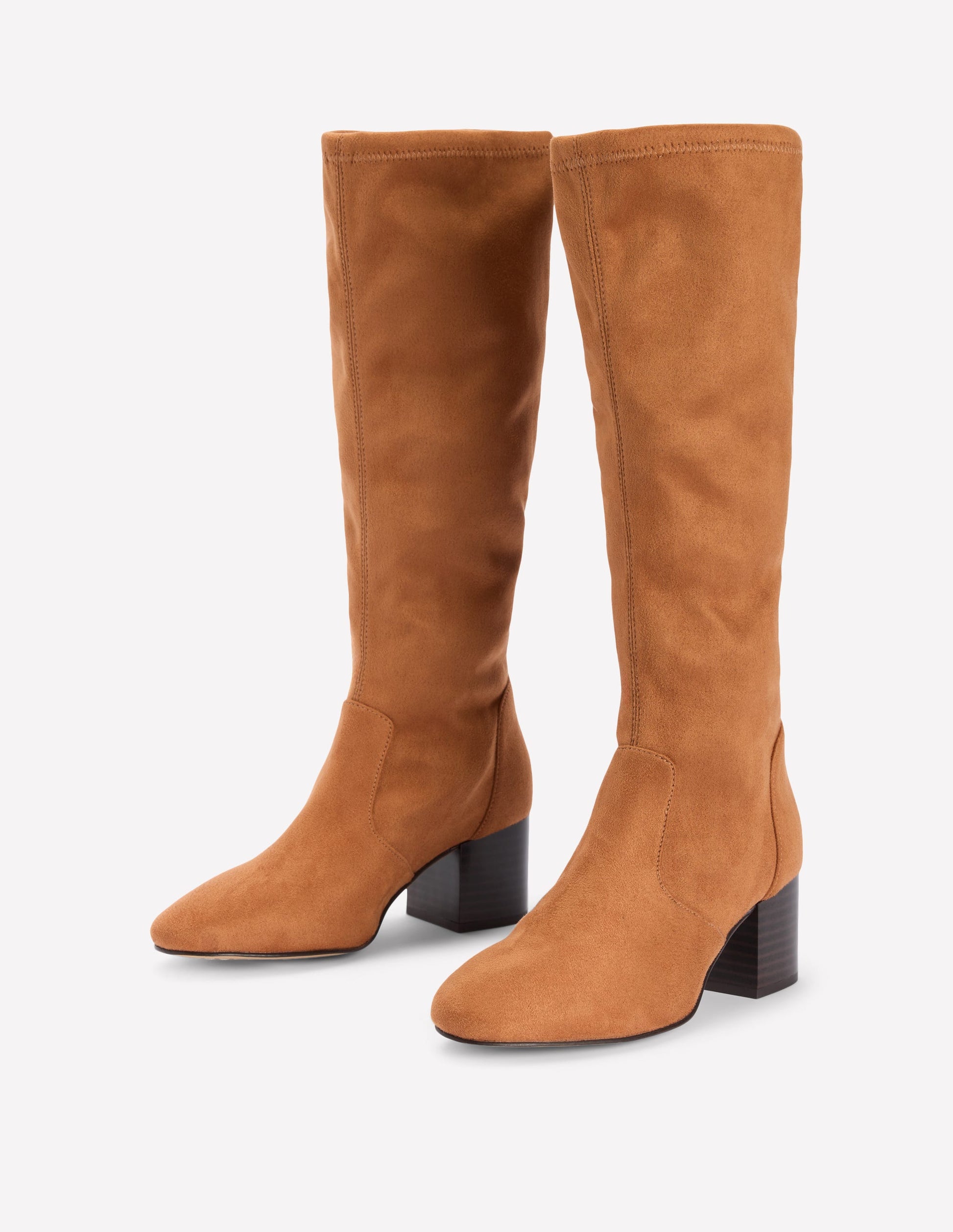 Block Heel Stretch Boots-Acorn-3