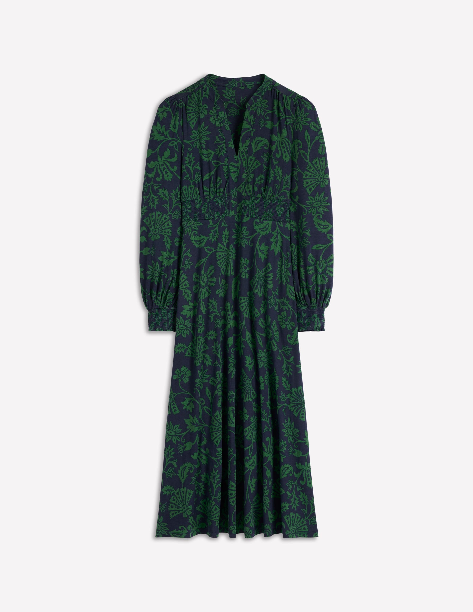 Georgia Jersey Midi Dress-Dark Navy, Elaborate Vine - Image 7