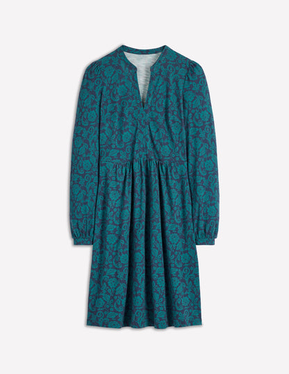 Naomi Relaxed Jersey Dress-Midnight Ocean, Ornate Flora-5