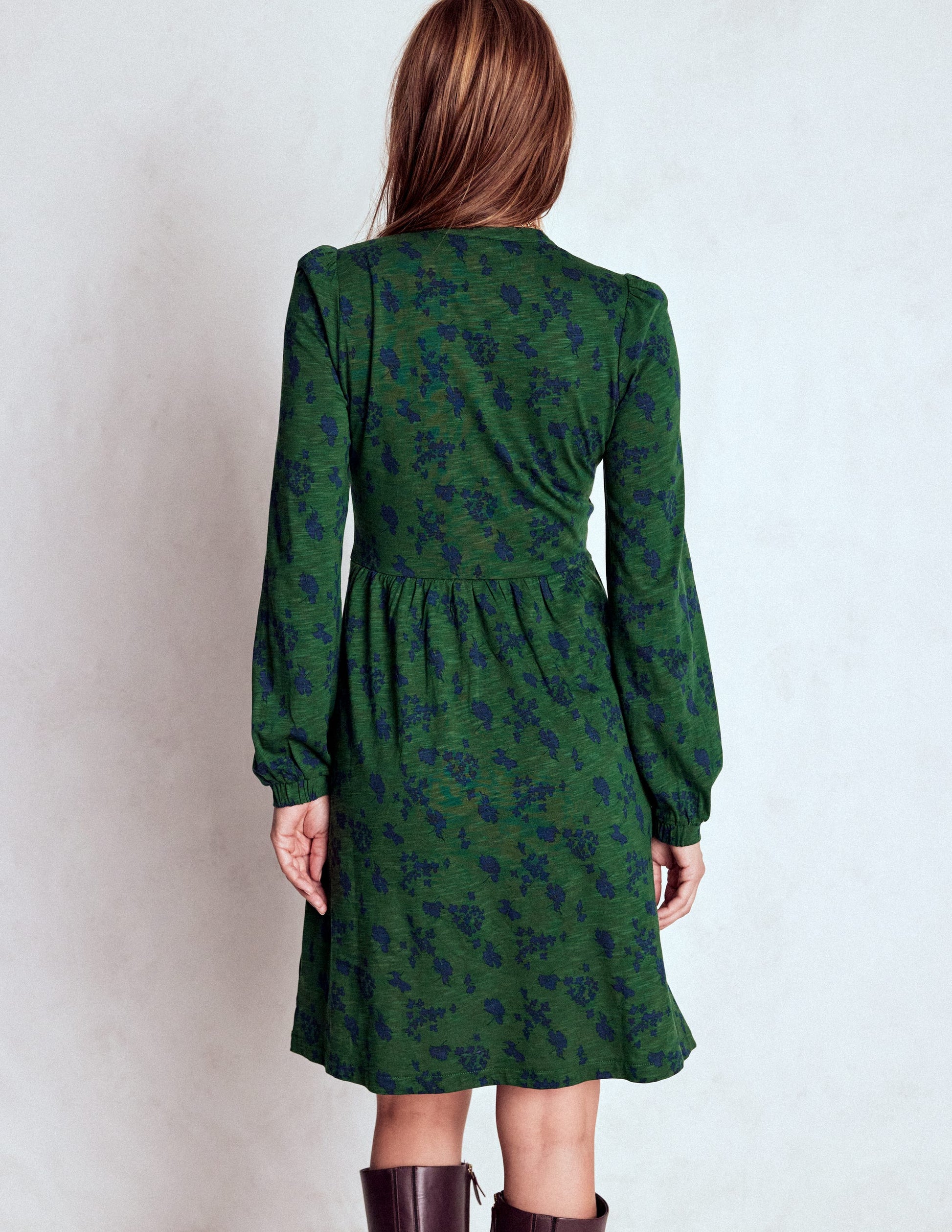 Naomi Relaxed Jersey Dress-Dark Green, Dainty Meadow-3