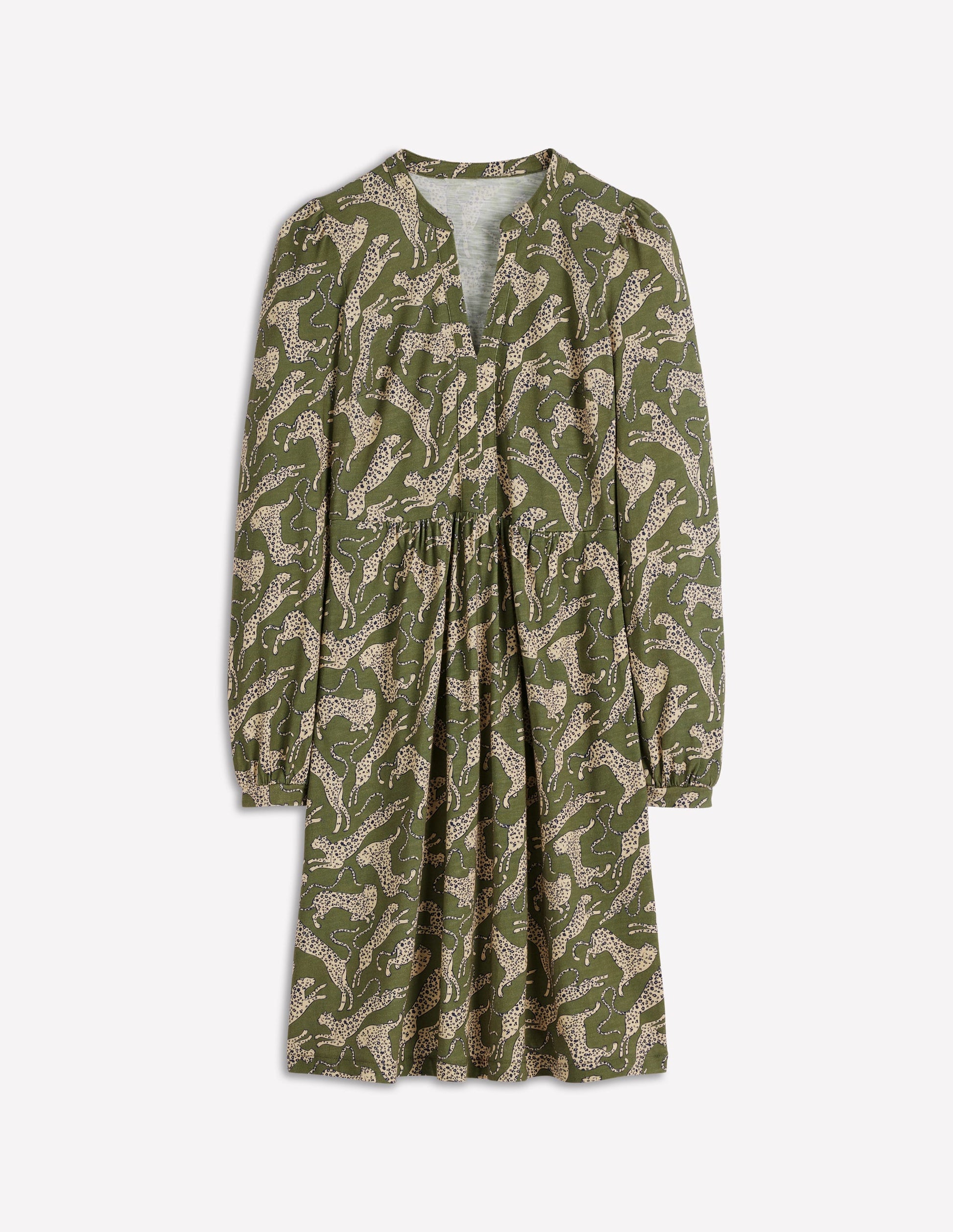 Naomi Relaxed Jersey Dress-Woodland Green, Leopard-6