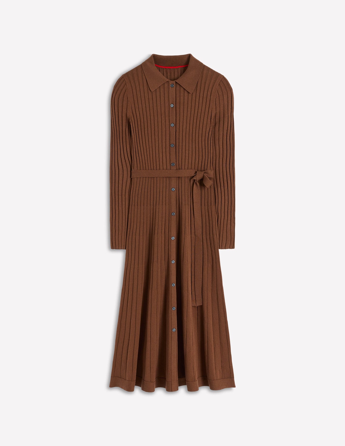Rachel Knitted Shirt Dress-Raw Umber