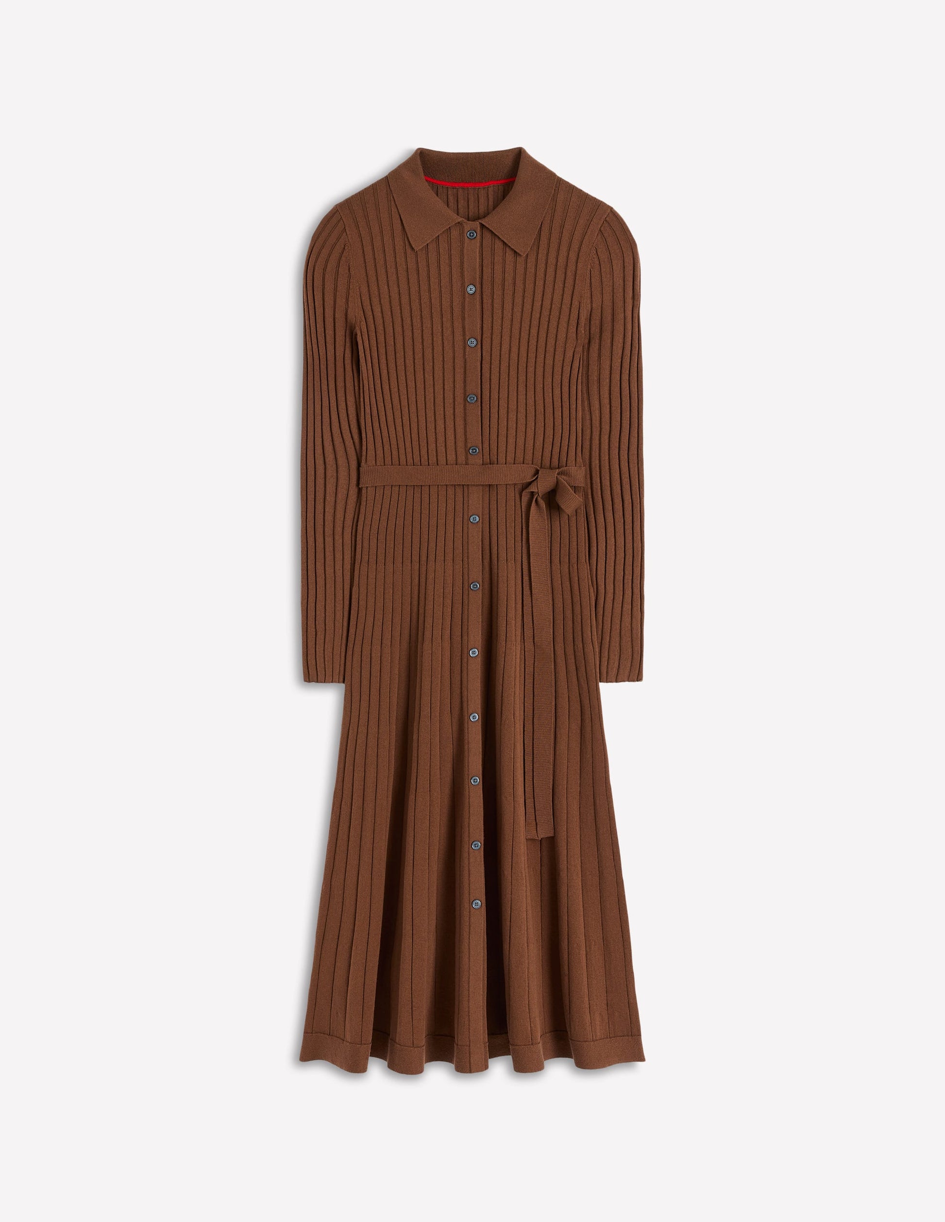 Rachel Knitted Shirt Dress-Raw Umber-5