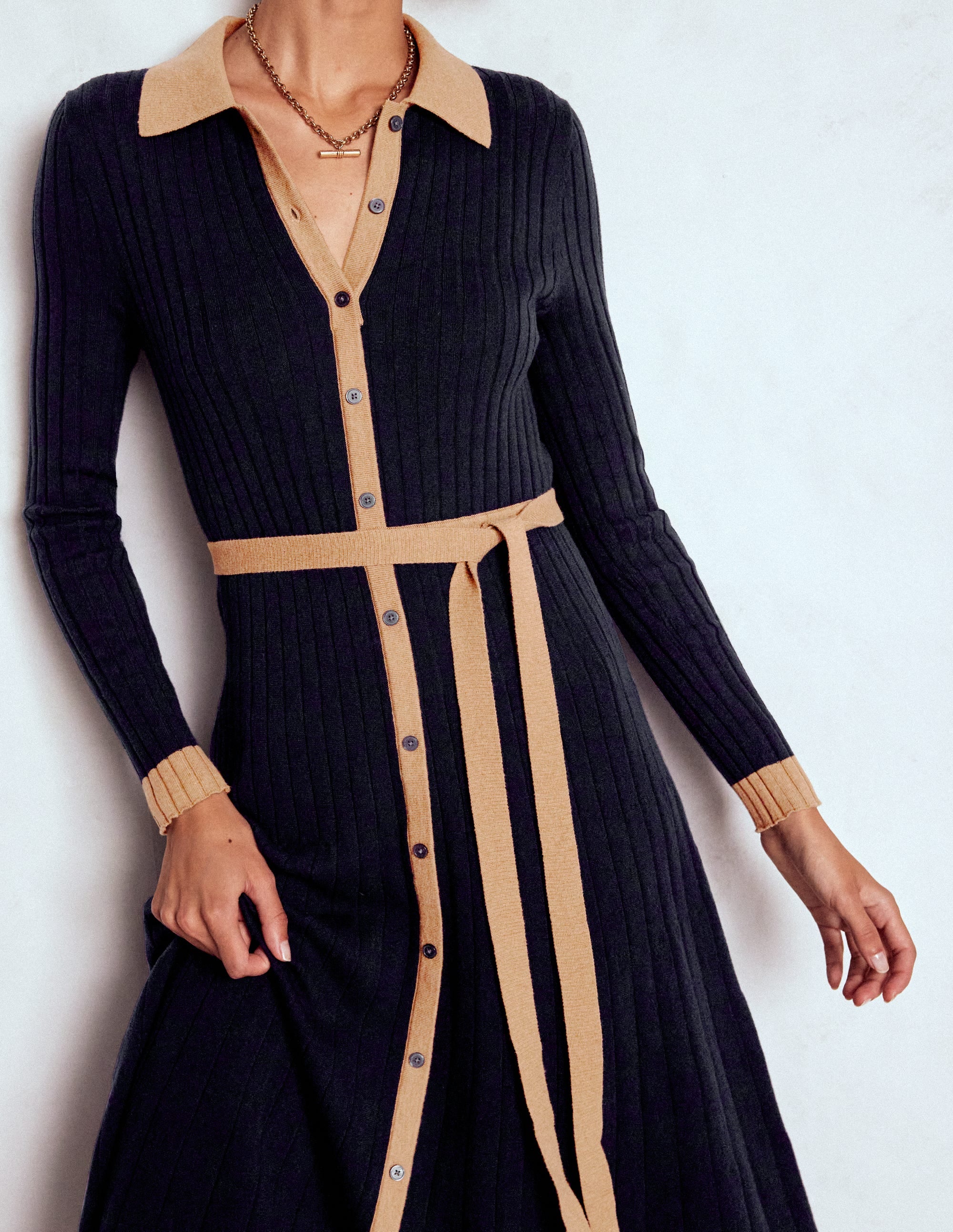 Rachel Knitted Shirt Dress-Navy | Boden USA