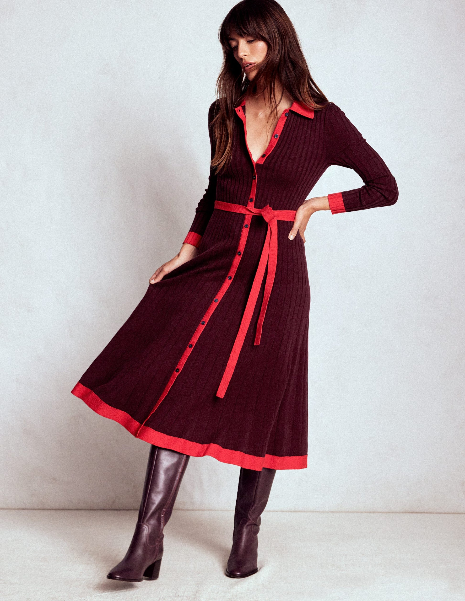 Rachel Knitted Shirt Dress-Deep Wisteria | Boden USA Rachel Knitted Shirt Dress-Deep Wisteria | Boden USA