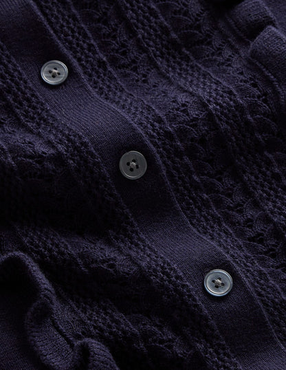 Winifred Frilled Knitted Dress-Navy-6