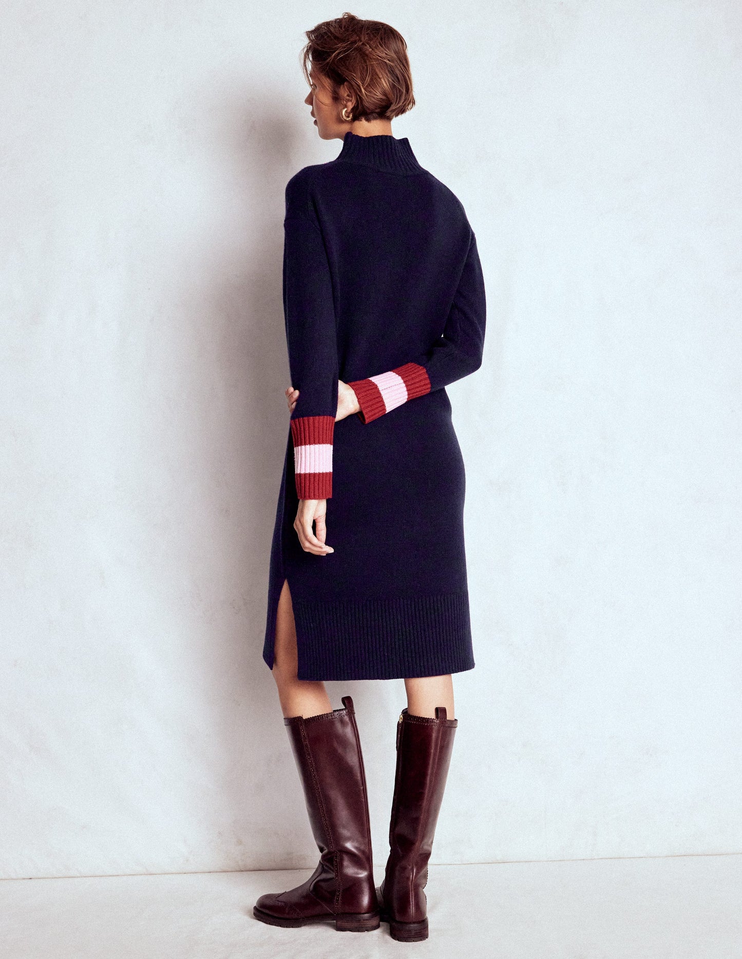 Merino Knitted Dress-Navy