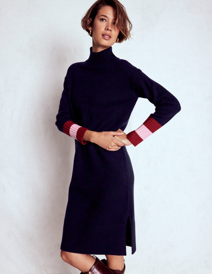 Merino Knitted Dress-Navy-4