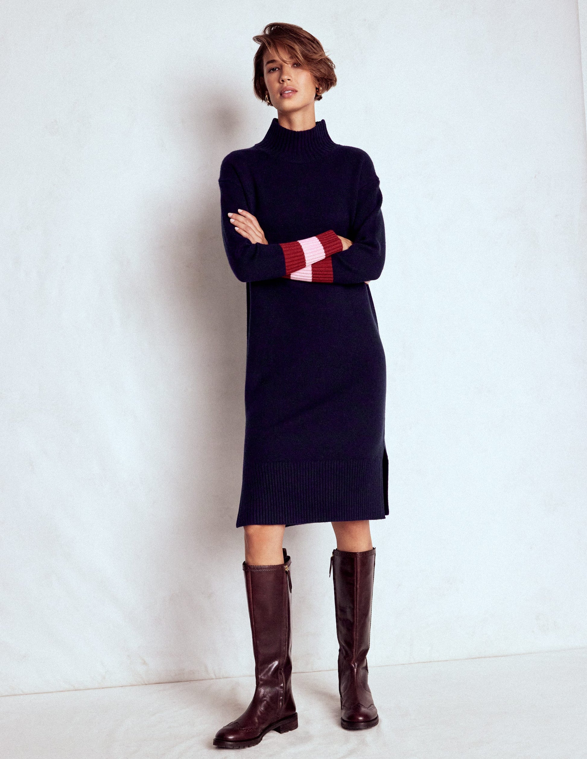 Merino Knitted Dress-Navy-5