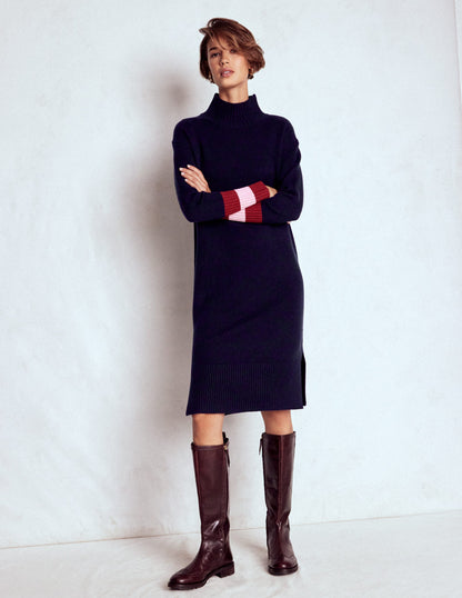Merino Knitted Dress-Navy-5