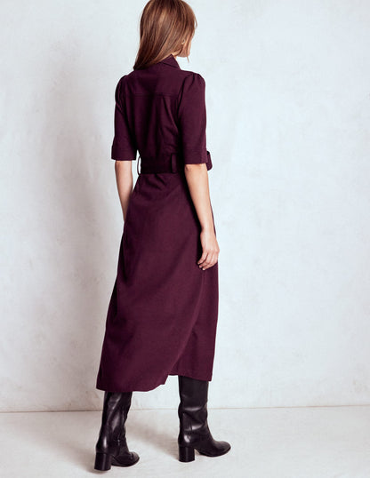 Anita Ponte Shirt Dress-Dark Cherry-3