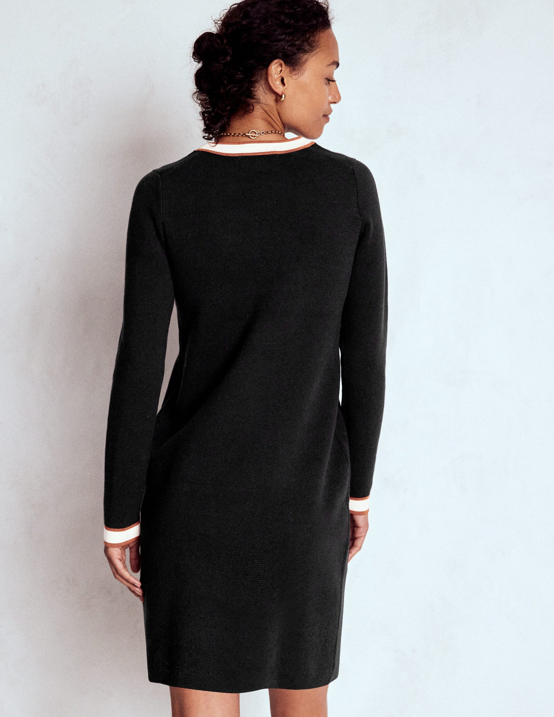 sweater dress shift Holly Knitted Shift Dress-Black