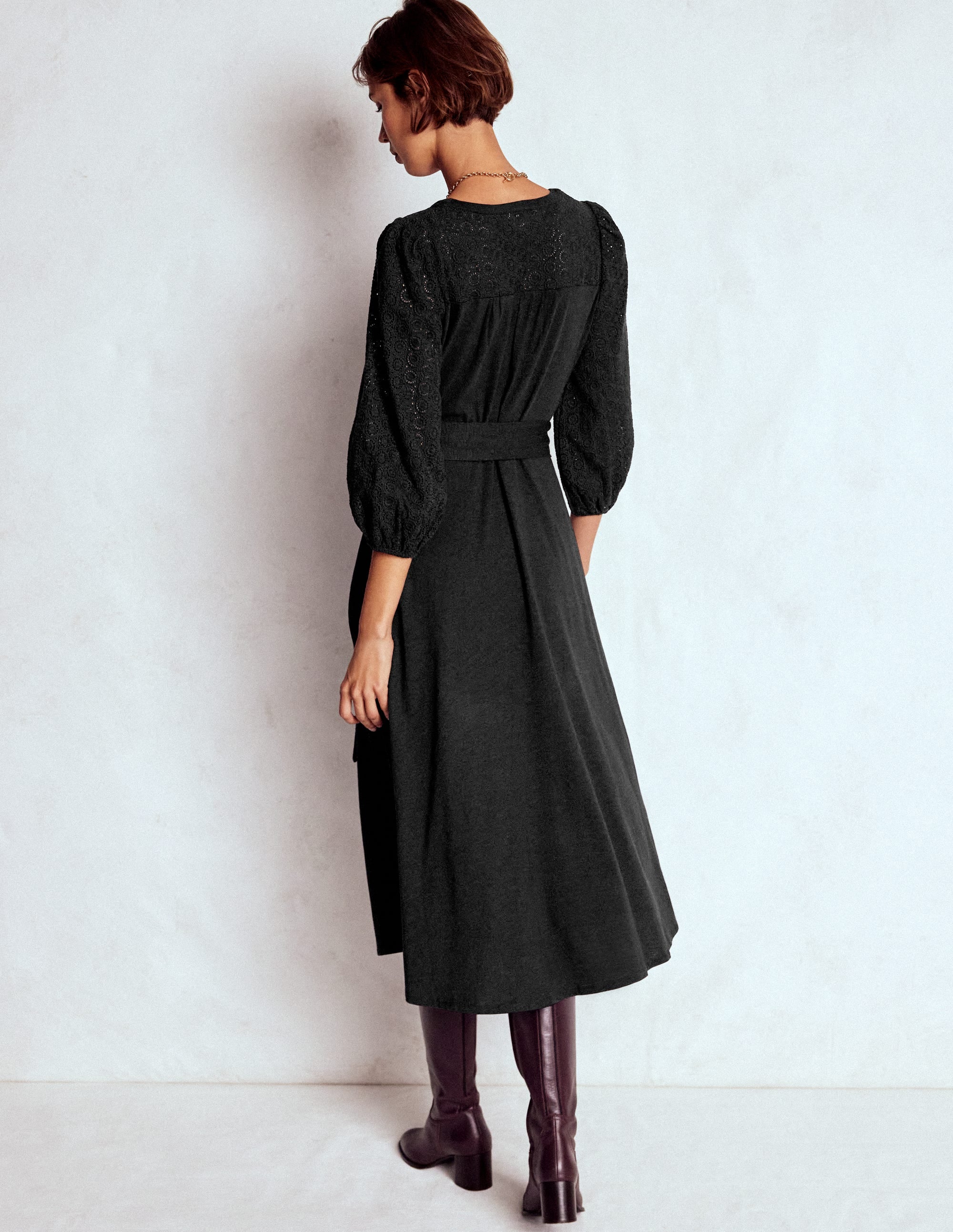 Eden Broderie Jersey Dress-Black - Image 3